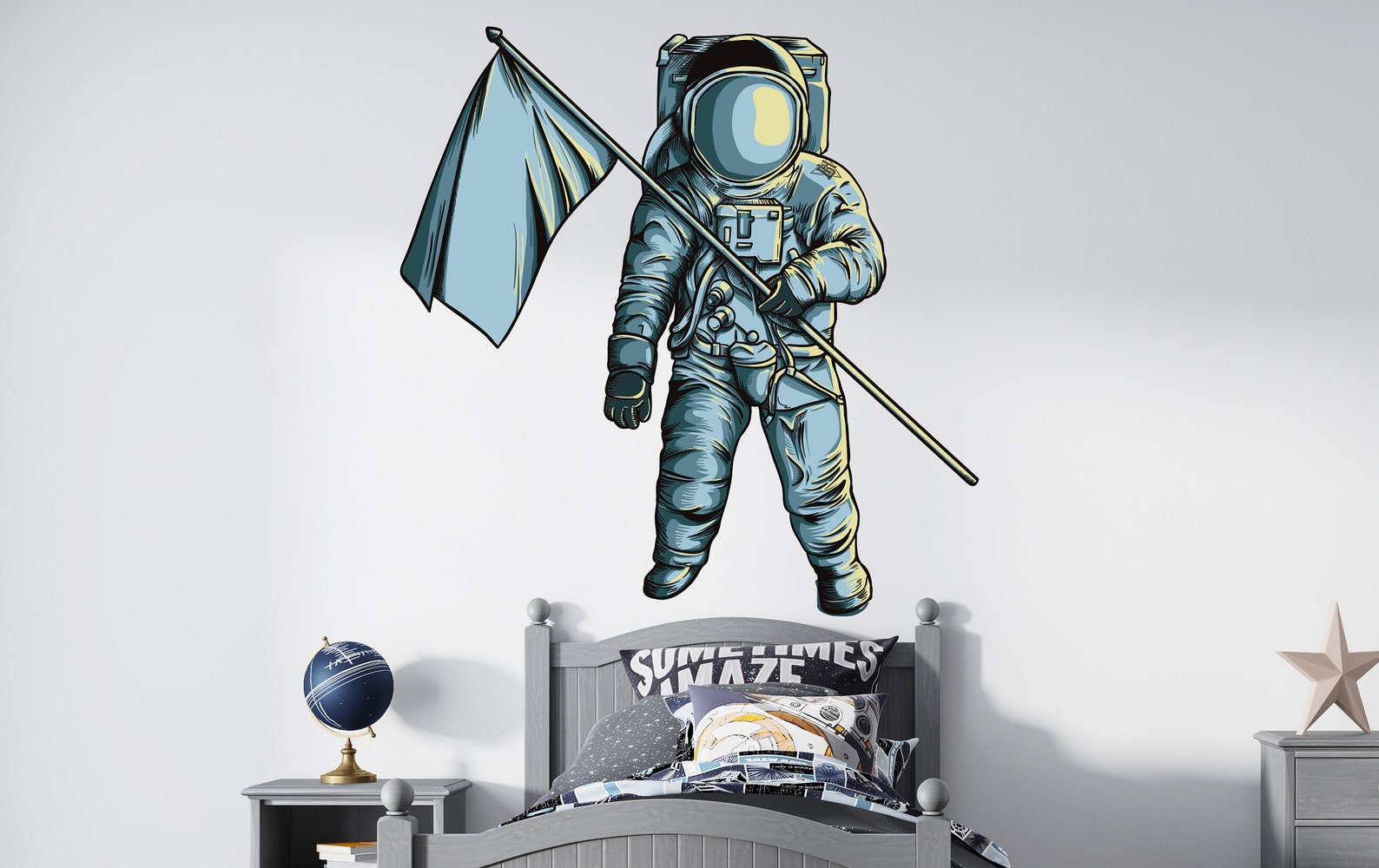 Astronaut Wall Decal Outer Space Wall Decor for Kids Bedroom Etsy