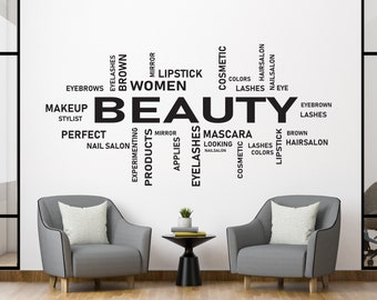 Wall Cosmetics Sticker Salon Decal Hair Beauty Self Adhesive