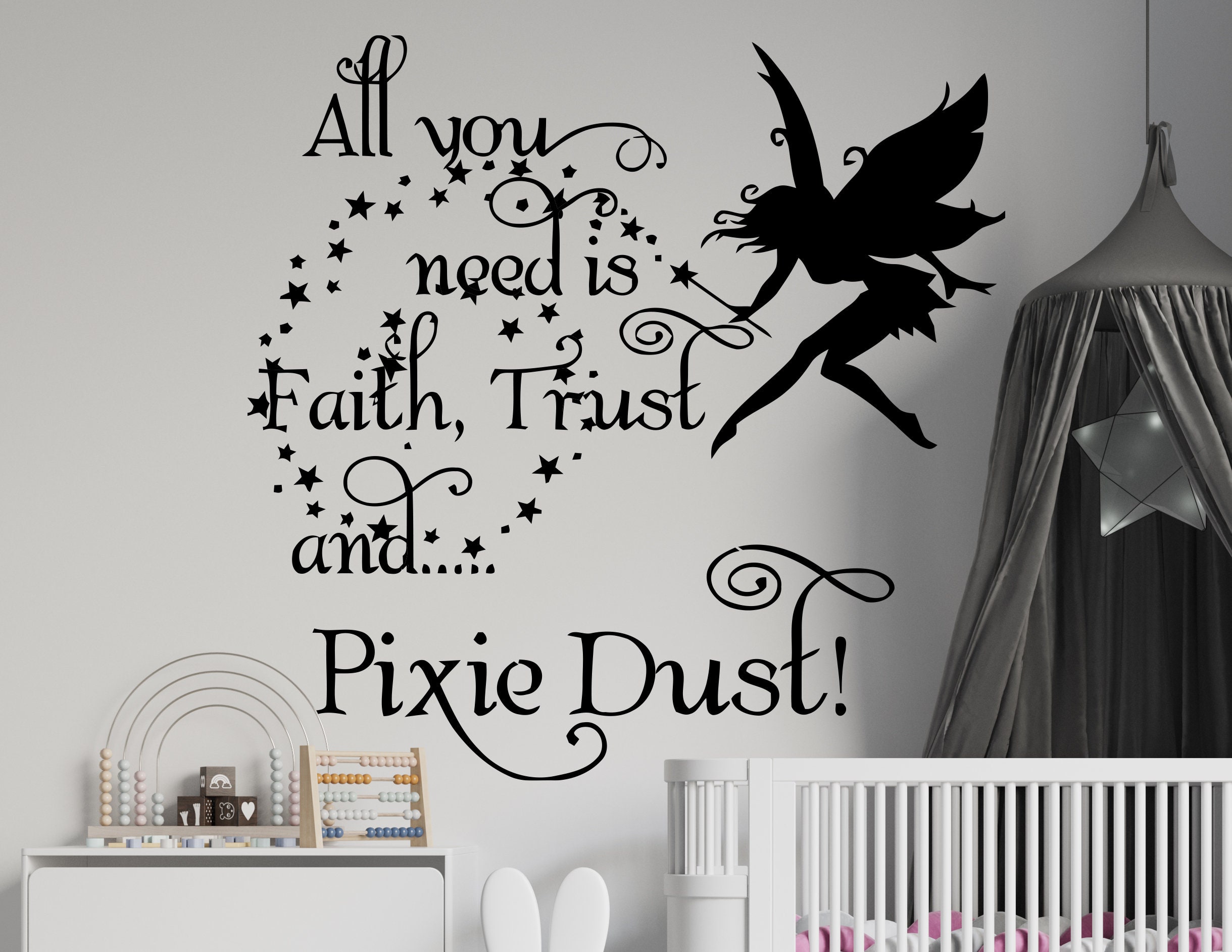 Tinkerbell Fairy Wall Decal: Pixie Dust Nursery Quote 1491b - Etsy