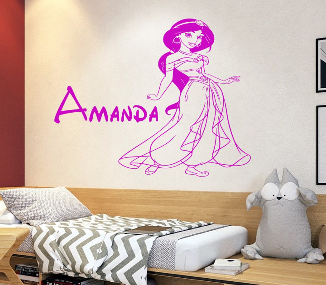 Personalized Name Princess Jasmine Wall Decal Aladdin Wall Etsy