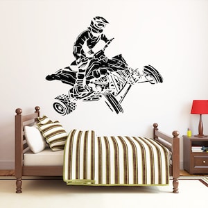 ATV Rider Wall Decal Quad Bike Wall Sticker 4 Wheeler Wall Decor 210b