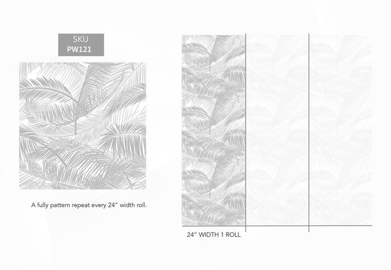 Palm Tree Peel and Stick Wallpaper Gray Self Adhesive - Etsy