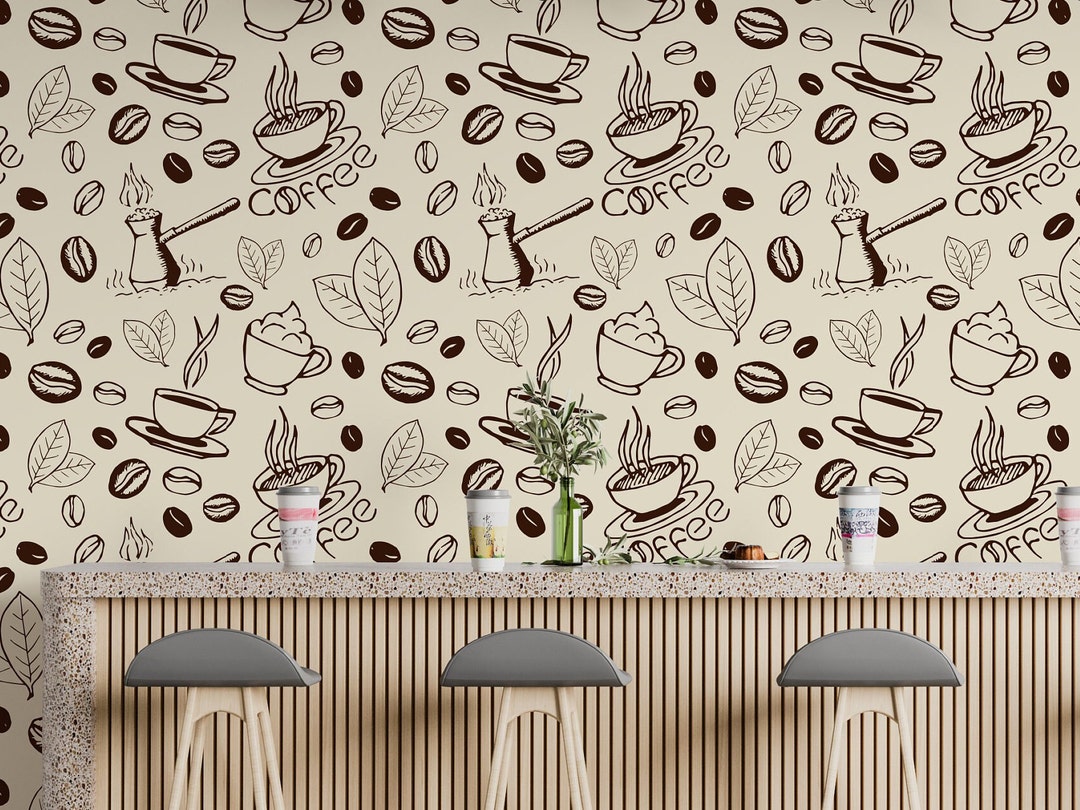 Coffee Peel and Stick Wallpaper for Coffee Shop Self Adhesive Removable