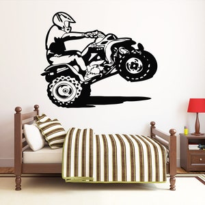 ATV Rider Wall Decal Quad Bike Wall Sticker 4 Wheeler Wall Decor 1627b