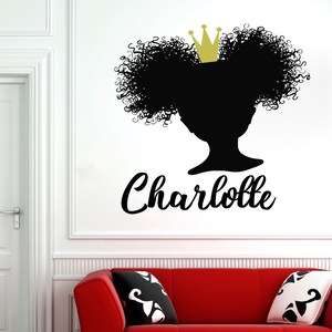 Personalized Name Wall Decal Beautiful African Woman Wall Decal African Girl Wall Sticker Quote Beauty Salon Wall Art z128