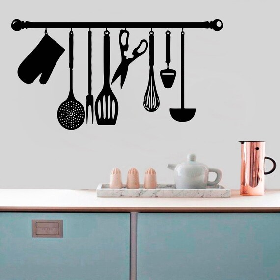 Kitchen Wall Art Knife Fork Spoon Sticker Kitchen Wall Decal Etsy