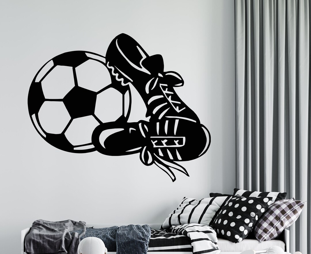 Soccer Wall Decal Soccer Player Wall Sticker Soccer Wall Etsy