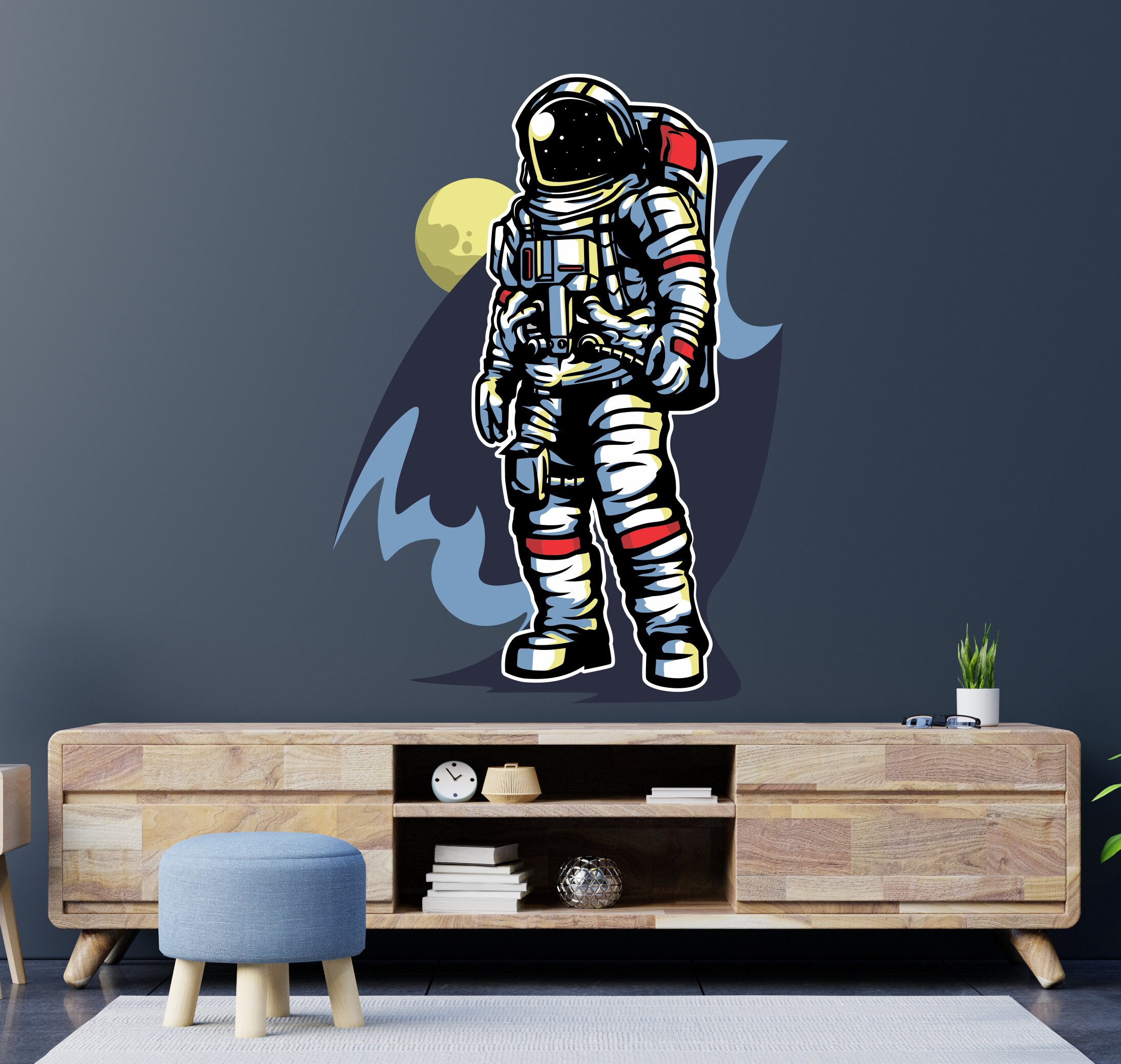 Astronaut Wall Decal Outer Space Wall Decor for Kids Bedroom Etsy