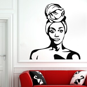 Beautiful African Woman Wall Decal African Girl Wall Sticker Quote Beauty Salon Wall Art 4932