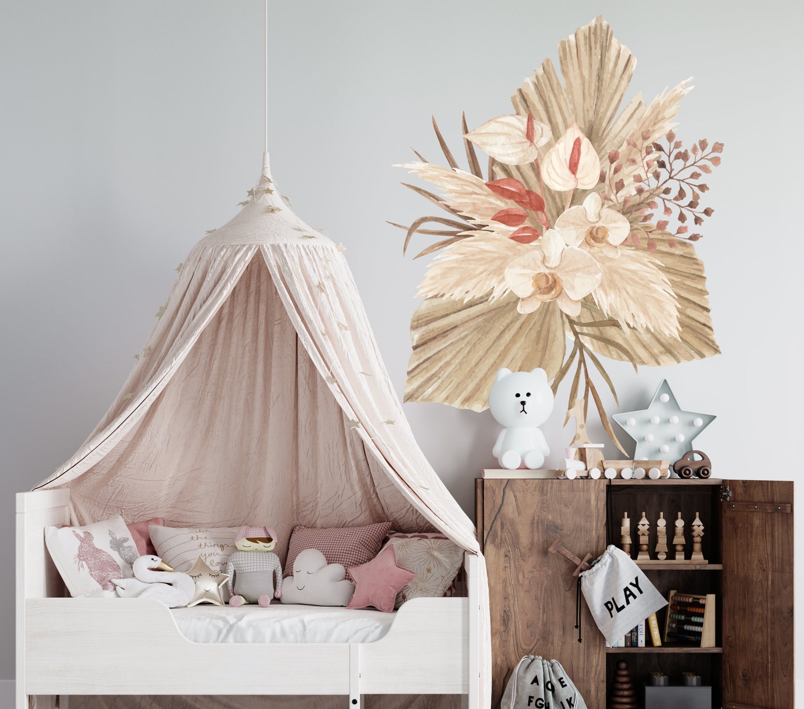 Bohemian Flowers Wall Decal Floral Wall Decor for Nursery Room Etsy