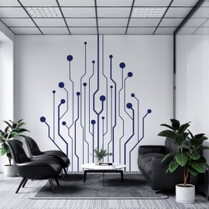Wandtattoo Fließtechnik | Moderne Büro Schälen und Stick Abnehmbare Wandkunst | CUS251