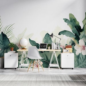 Jungle Wallpaper Green Wall Mural Peel and Stick Wallpaper Tropical Leaves Wallpaper Self Adhesive Tropical Forest Wallpaper PW488