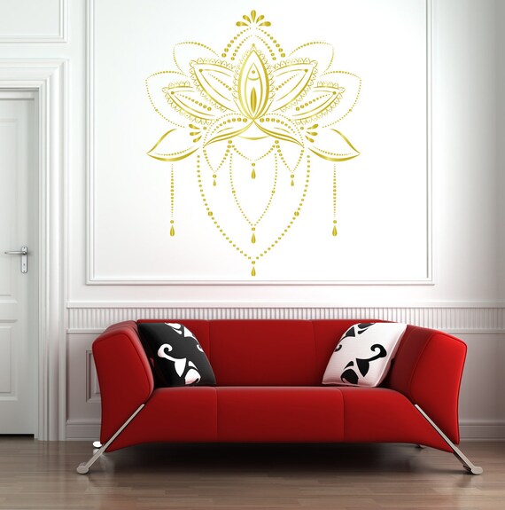 Lotus Wall Decal Lotus Flower Wall Decal Lotus Mandala Etsy