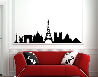 Paris Skyline Wall Decal: Eiffel Tower Vinyl Sticker PR9