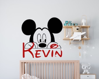 Personalized Name Wall Decal | Mickey Mouse Wall Decal | Custom Name Wall Decal | Decal for Nursery cn36