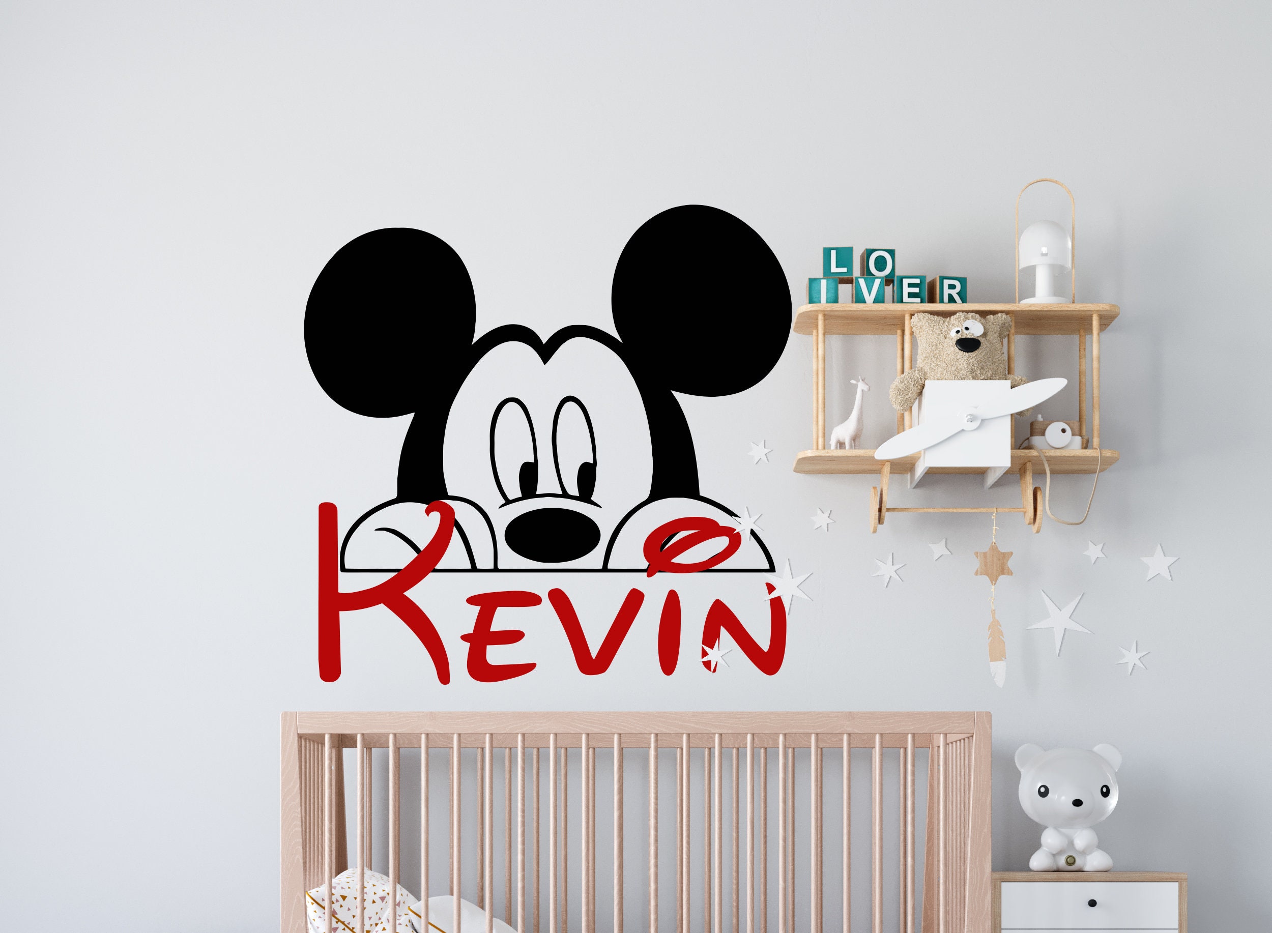 Personalized Name Wall Decal Mickey Mouse Wall Decal Custom Name Wall Decal  Decal for Nursery Cn36 - Etsy Norway