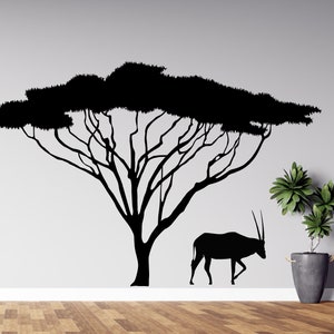 African Savanna Tree Wall Decal Safari Nature Wall Decor Africa Wall Art Silhouette CUS234