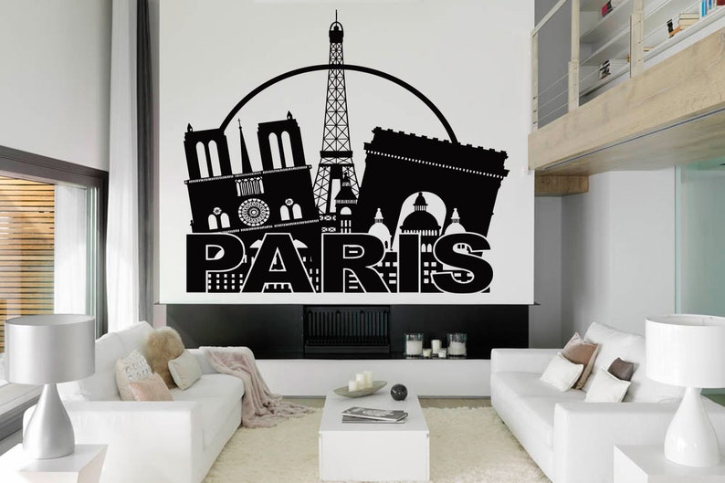 Paris Wall Decal Paris Skyline Wall Sticker Eiffel Tower Etsy