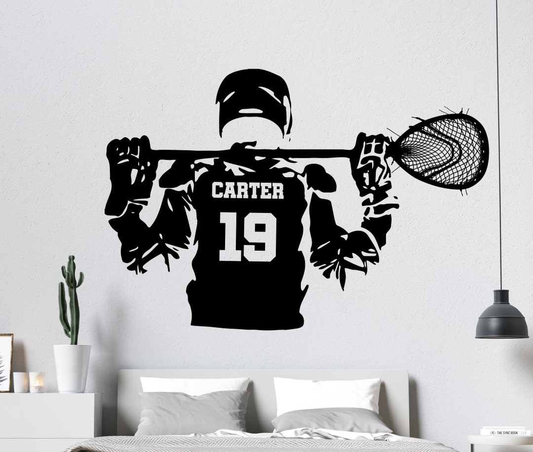 Lacrosse Goalie Stick Wall Decal Lacrosse Wall Decor Custom Name