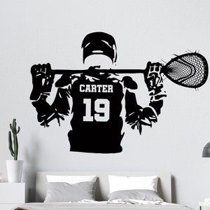 Lacrosse Goalie Stick Wall Decal | Lacrosse Wall Decor | Custom Name Lacrosse Player | Lacrosse Sticks Wall Sticker CUS18