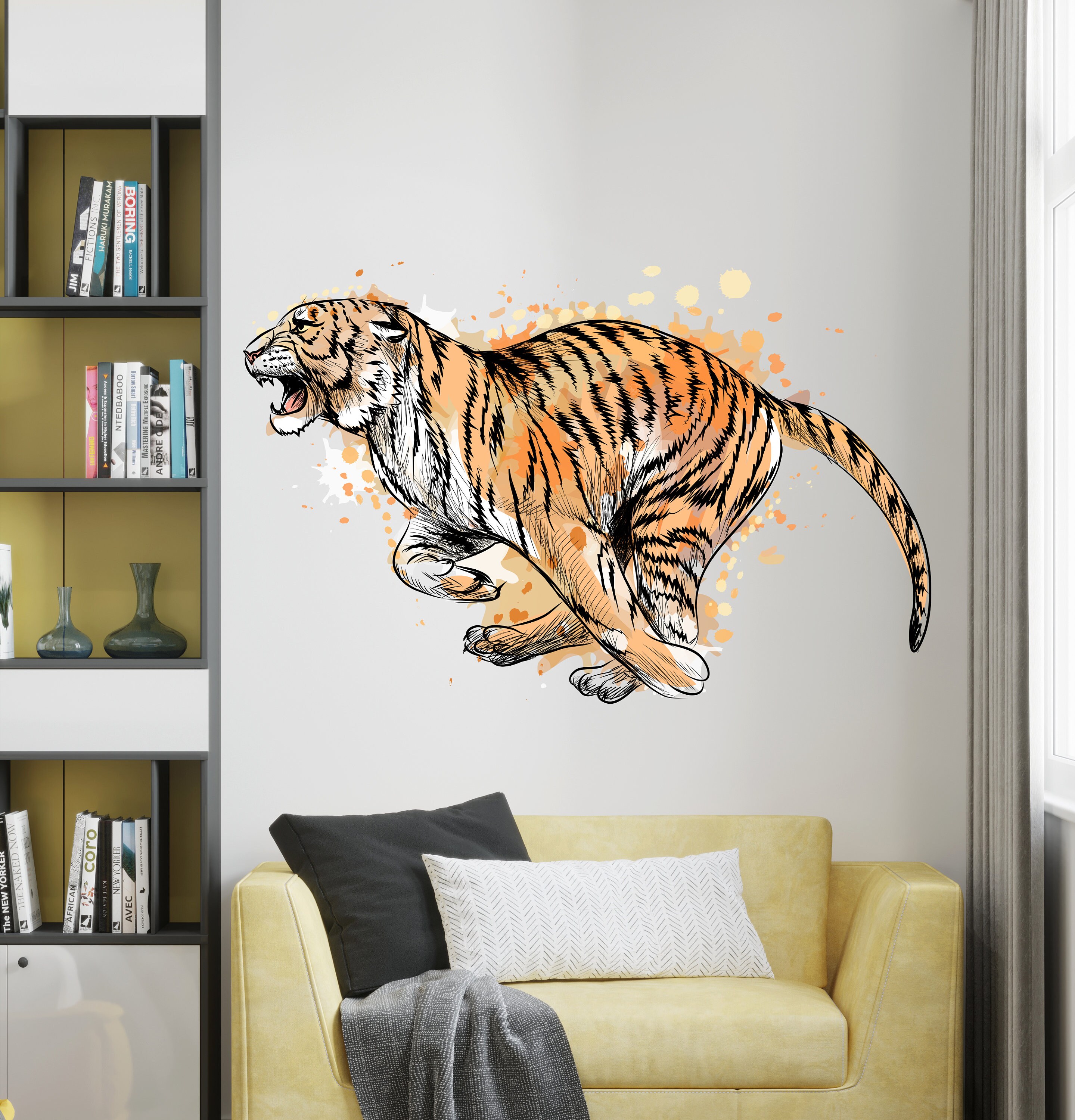 Leaping Jungle Tiger Decal | Action Vinyl Sticker Wall Art | TGC4 - Etsy