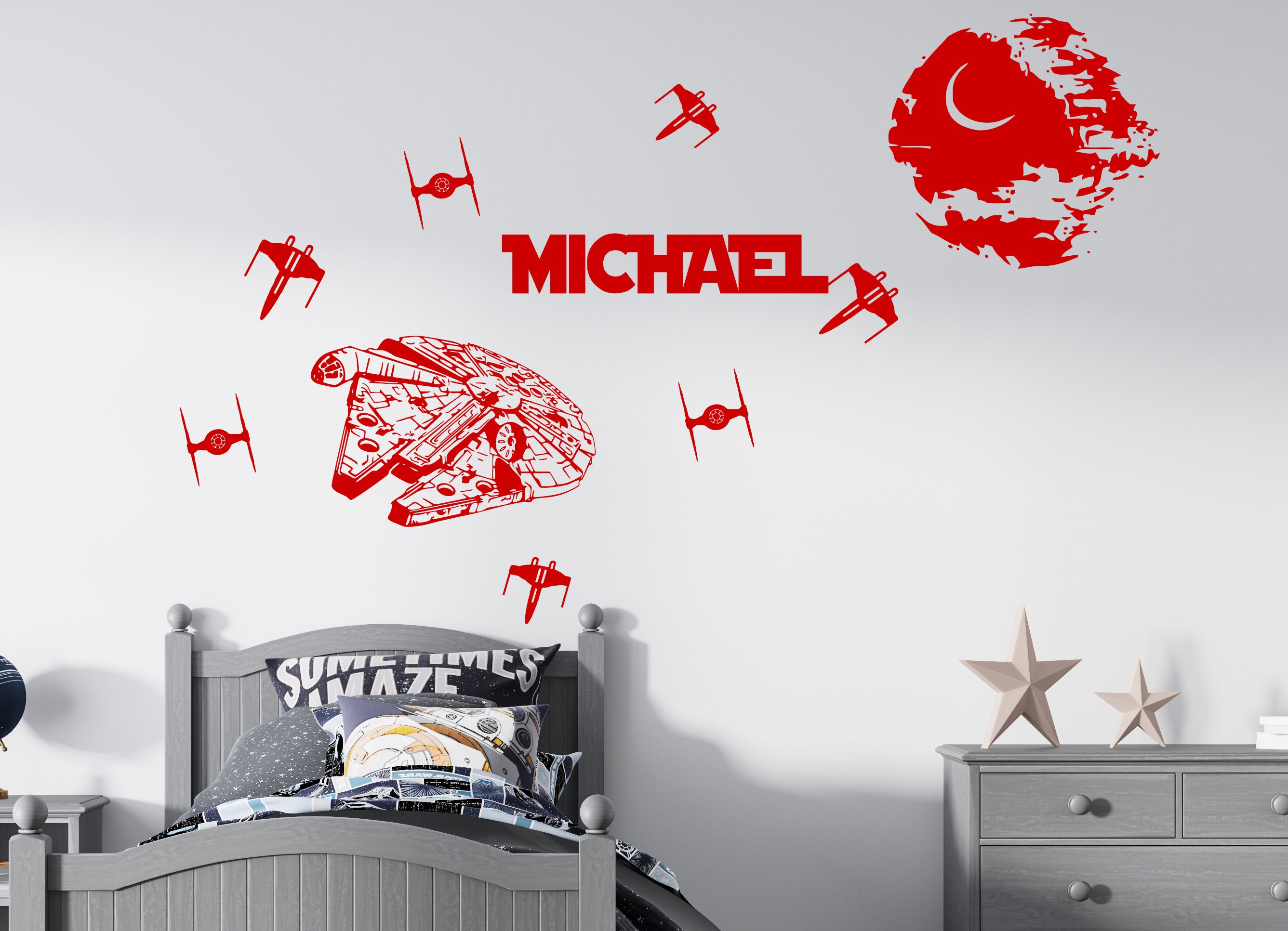 Star Wars Wall Decal Star Wars Wall Sticker Death Star Etsy