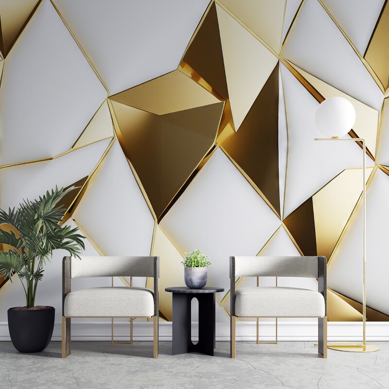 3d Wallpaper Gold - Etsy