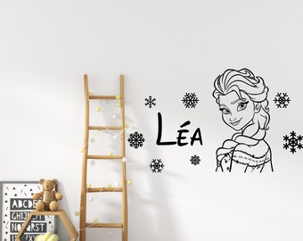 Gefrorene Prinzessin Elsa Aufkleber Benutzerdefinierte Name Wandtattoos für Mädchen-Kinderzimmer-Dekor dp53