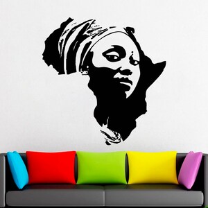 African style Wall Decal Window Sticker Beauty Salon Woman Face Africa  Afro American 2324