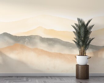 Sandstone Ridge | Neutral Mountain Wall Mural | Beige Minimal Landscape Wallpaper | Modern Decor | PW764