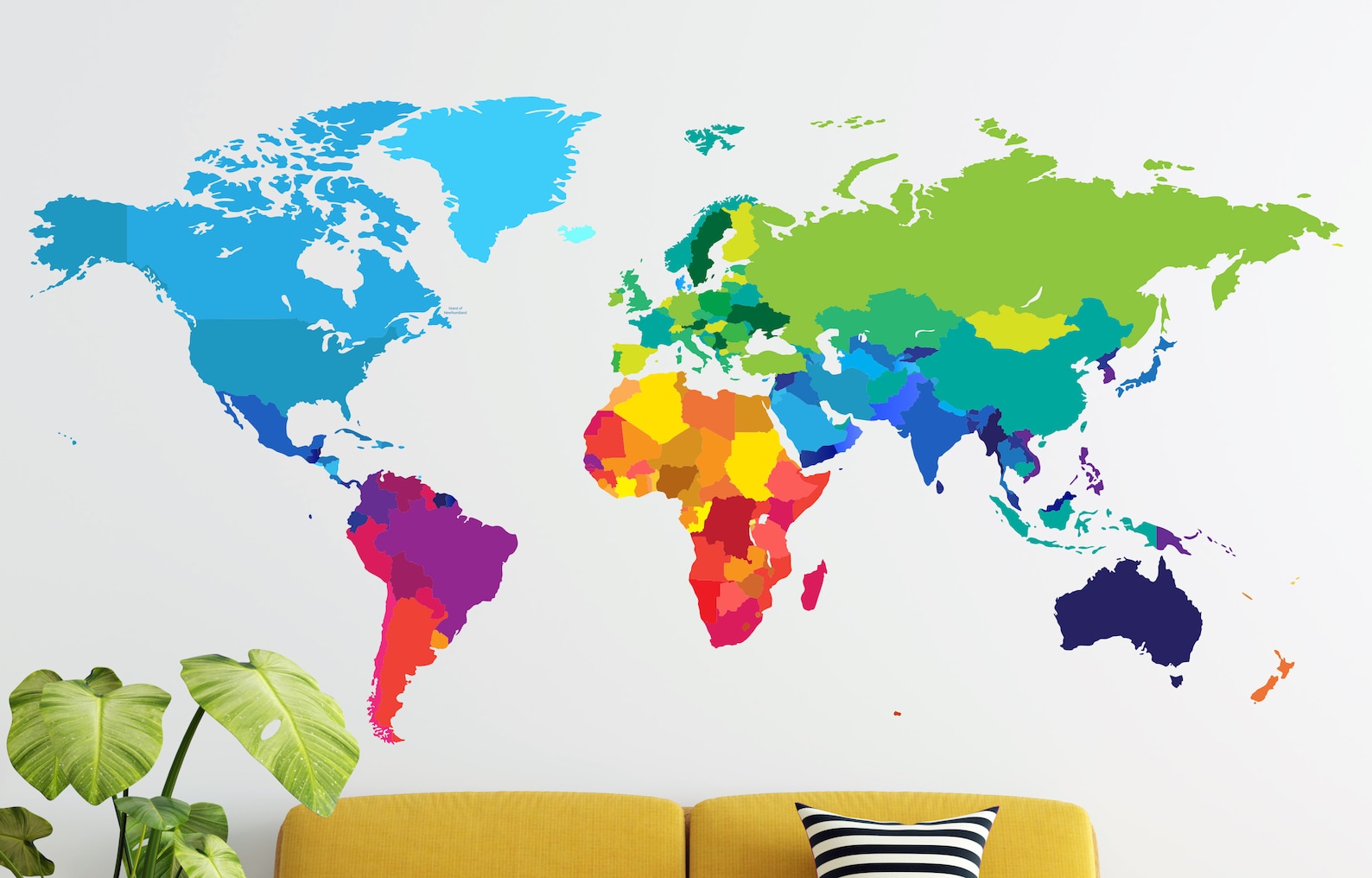 World Map Wall Decal World Map Wall Sticker World Map Wall Etsy