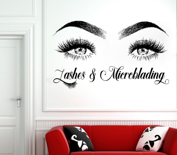 Eyelashes Sticker Wall Art Lashes Brows Microblading Beauty Salon