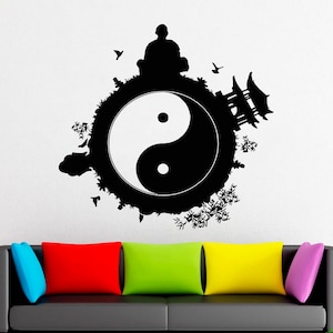 Yin Yang wall decal, Taoism, Vinyl Decal, Sticker, Floral, balance, gift, ying yang, Daoism, Wall decals, Window Decal, Handmade 2035