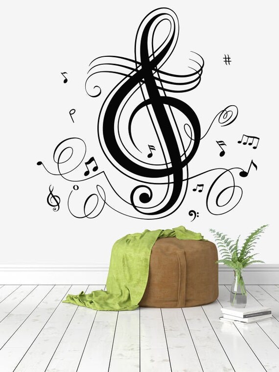 Music Notes Wall Decal Music Wall Decor Music Instrument Wall | Etsy