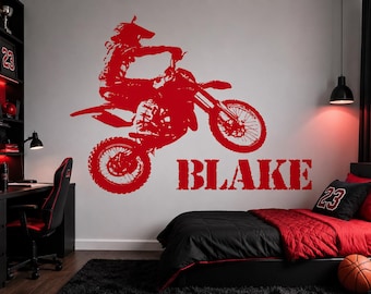 Rider X | Motocross Wall Decal | Custom Name Dirt Bike Sticker | Extreme Sports Decor | TTR10