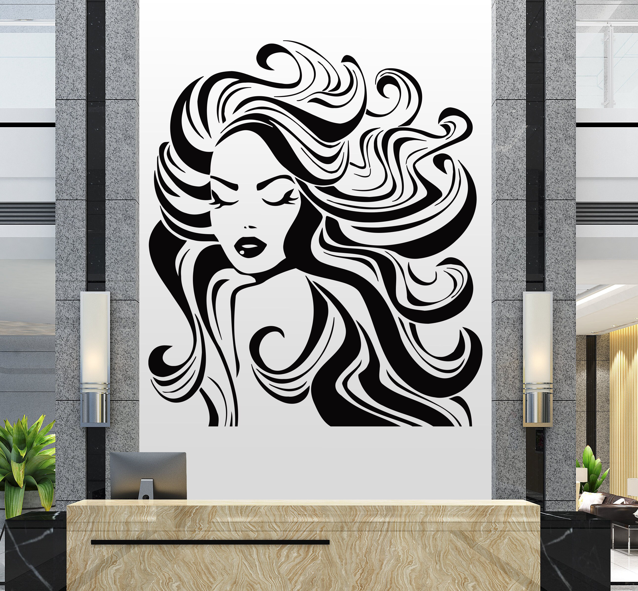 Hair Salon Wall Window Decal Sticker Hair Stylist Hair Tools Etsy