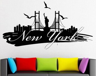 New York City Skyline Wall Decal: Skyscraper Vinyl Sticker t699