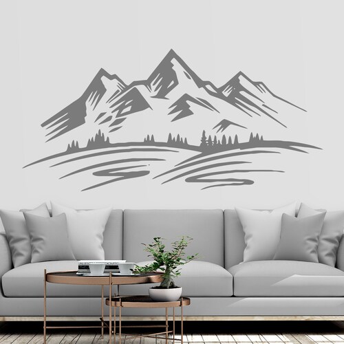 Mountains Wall Decal Mountain Wall Sticker Adventure Wall Etsy