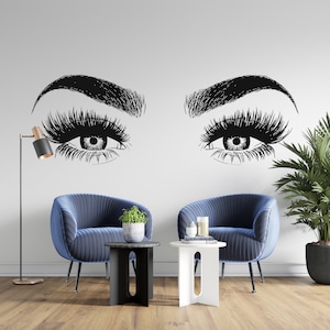 Eyelash and Eyebrows Wall Decal Lashes and Brows Window Sticker Lashes Extensions Wall Decal Eyes Beauty Salon Wall Art 1059t2