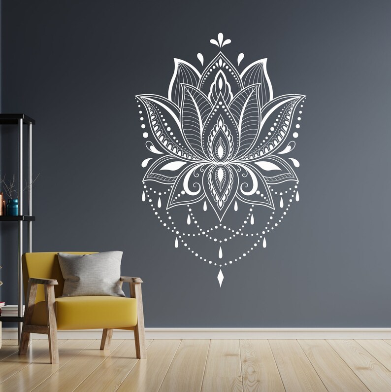 Lotus Wall Decal Lotus Flower Wall Decal Lotus Mandala Etsy