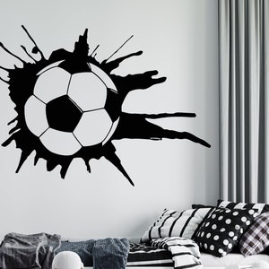 Boy Playing Football Wall Decal Teen Soccer Ball Silhouette