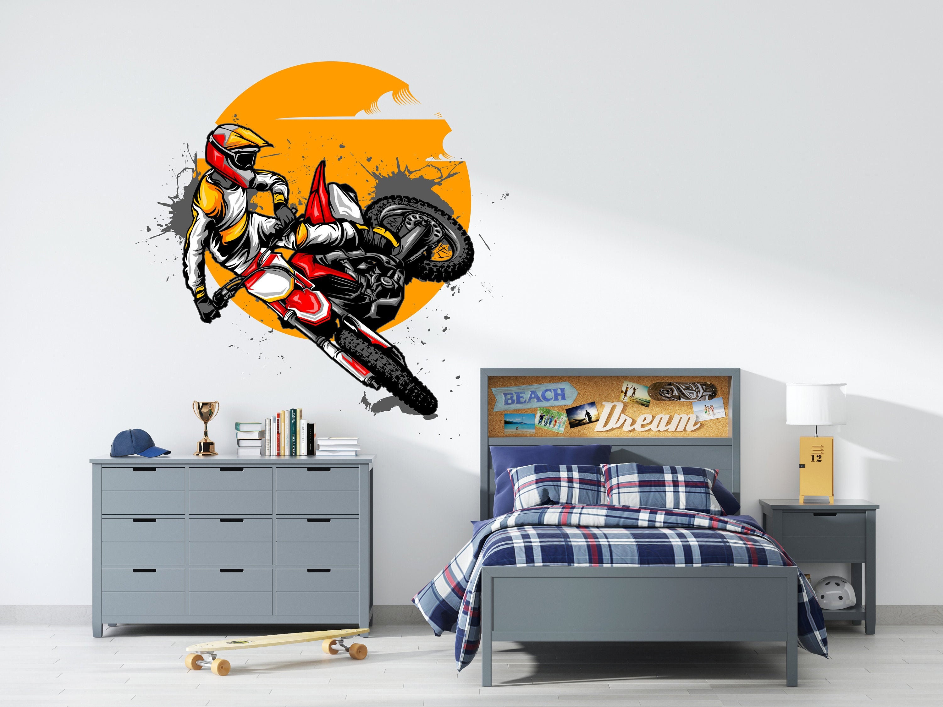 Motocross Wall Decal Motorcycle Wall Sticker Chopper Bike Wall