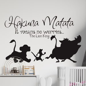 Hakuna Matata Wall Decal The Lion King Cartoon Wall Sticker Simba Wall Decal Nursery Wall Decor lk24