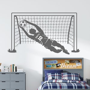 Personalized Name Soccer Goalkeeper Wall Decal Soccer Player Wall Sticker Soccer Wall Decor sc38 image 2