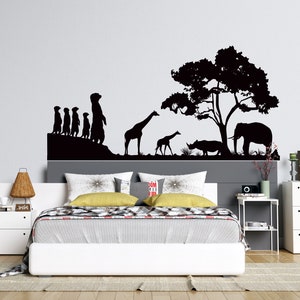 African Savanna Wall Decal Safari Animals Wall Decor Africa Wall Art Silhouette AF45