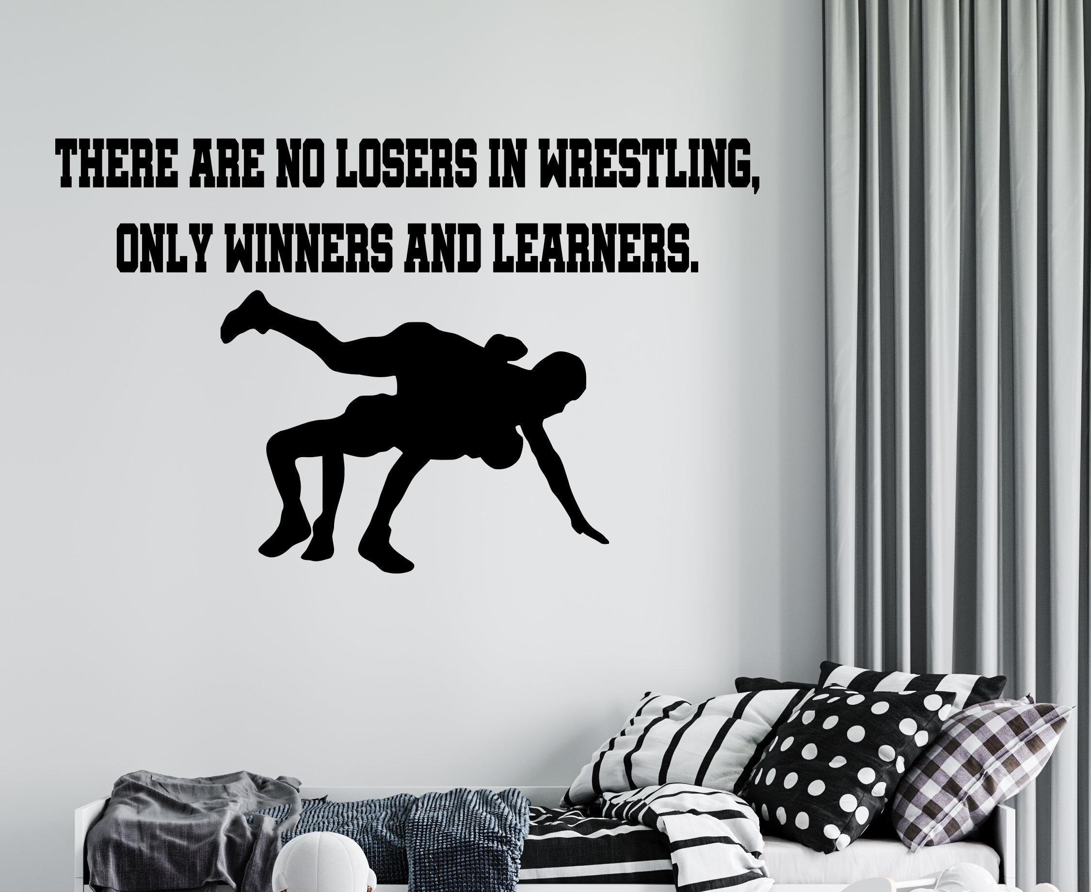 Wrestling Wall Decal Motivational Quote Wall Sticker Wrestler Etsy