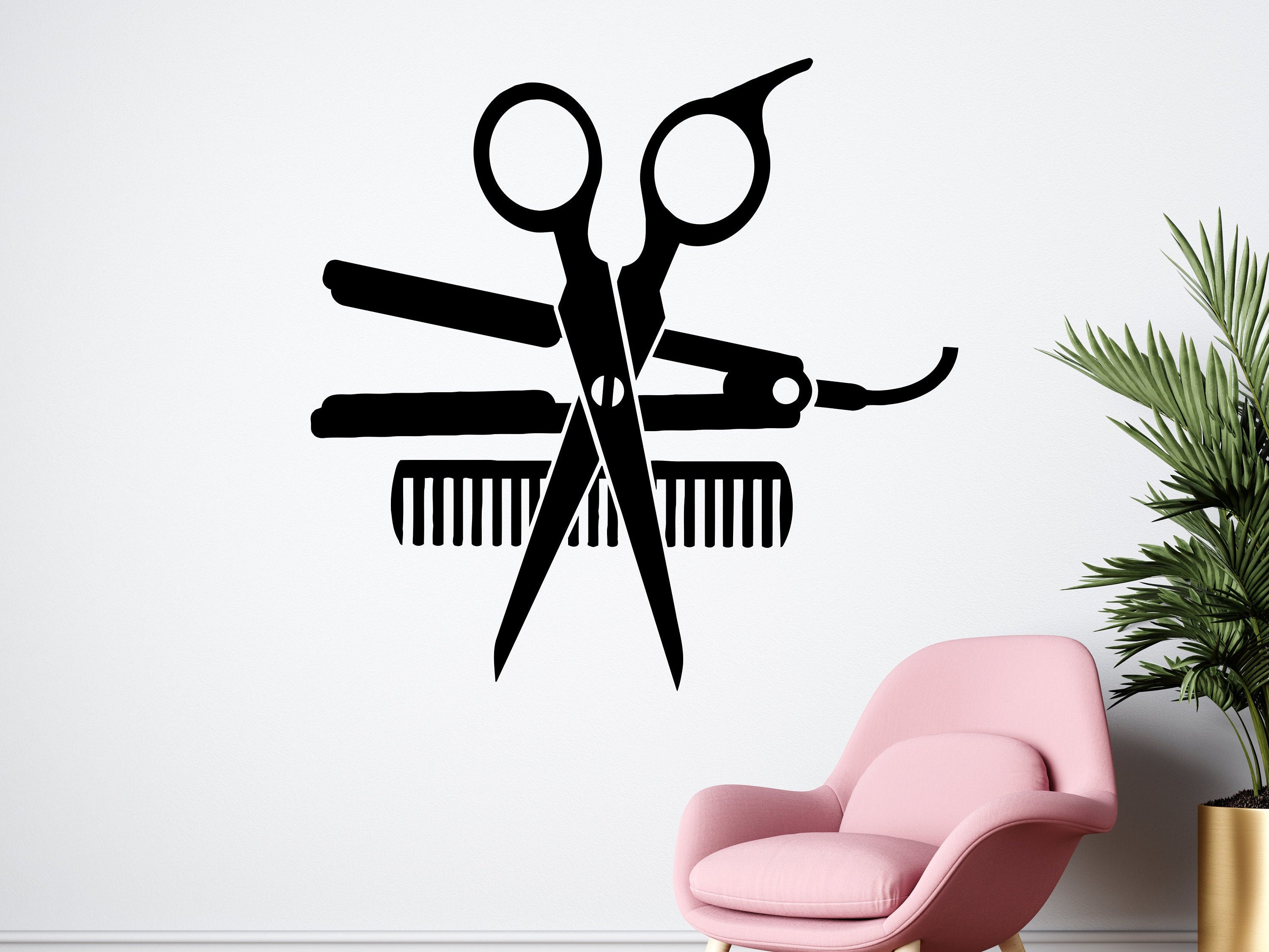SUNONE11 Barber Shop Wall Sticker Decal - Black & White Vinyl Window Decoration For Salon Or Home - View #6