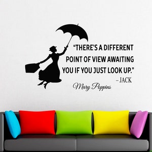 Mary Poppins Umbrella Nanny Wall Decal Window Sticker Design Handmade 4302