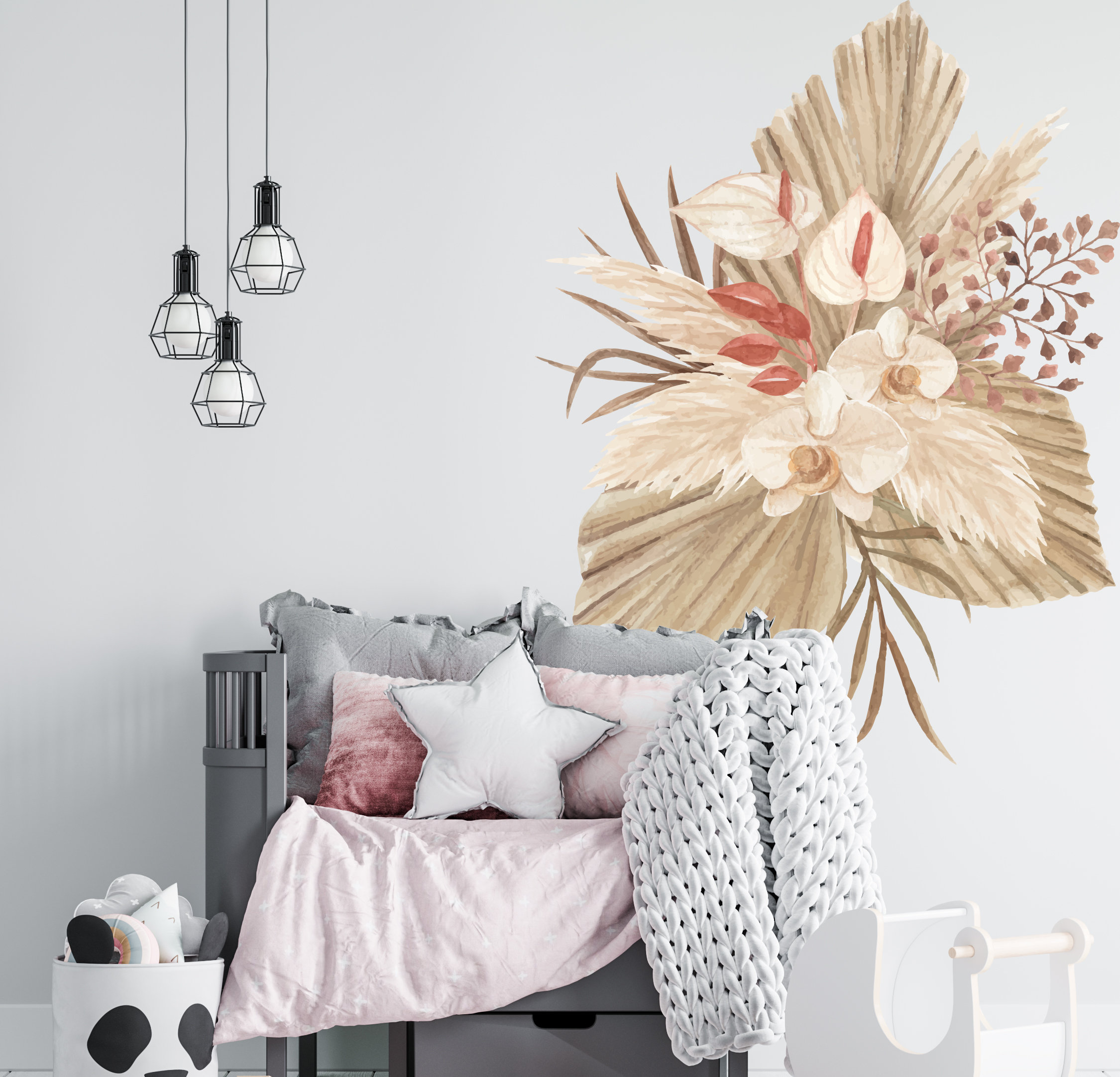 Bohemian Flowers Wall Decal Floral Wall Decor For Nursery Room Etsy