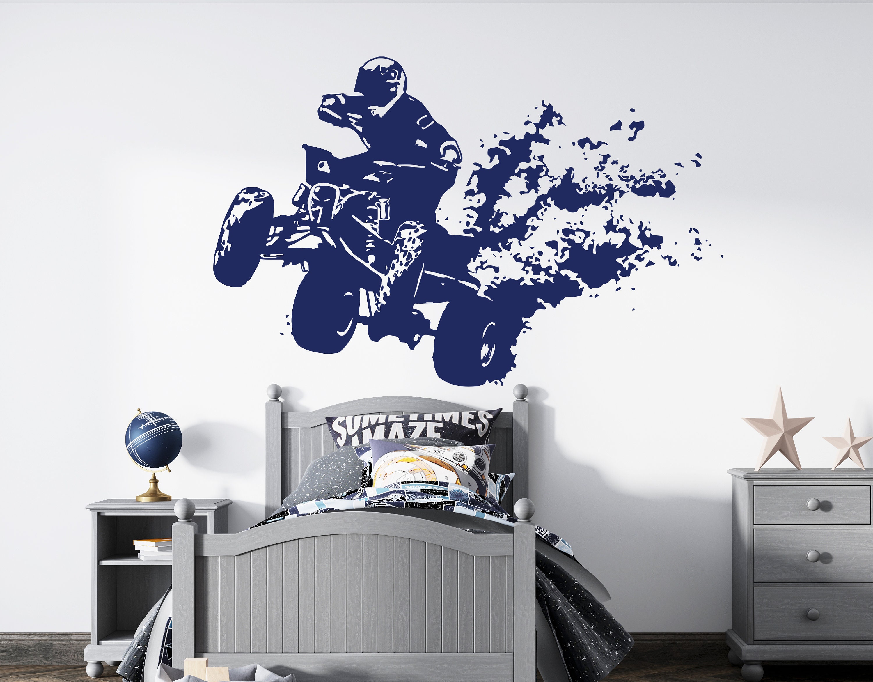 Dirt Gear Motocross Aufkleber-Set – 2x Laminiertes Vinyl, Minimalistisch, Stern & Herz, Für Quad, ATV, MX